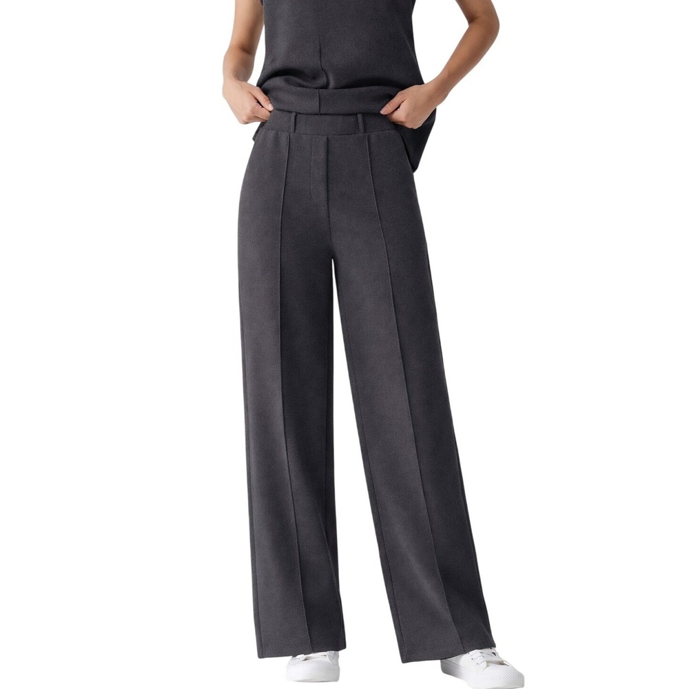 OGL FuzzLuxe High Waisted Straight Leg Pull On Pants Size M Deep Grey Cozy